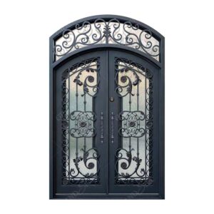 Retro style wrought iron front door