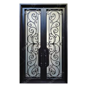 WIR-006 Artistic matte black wrought iron security doors