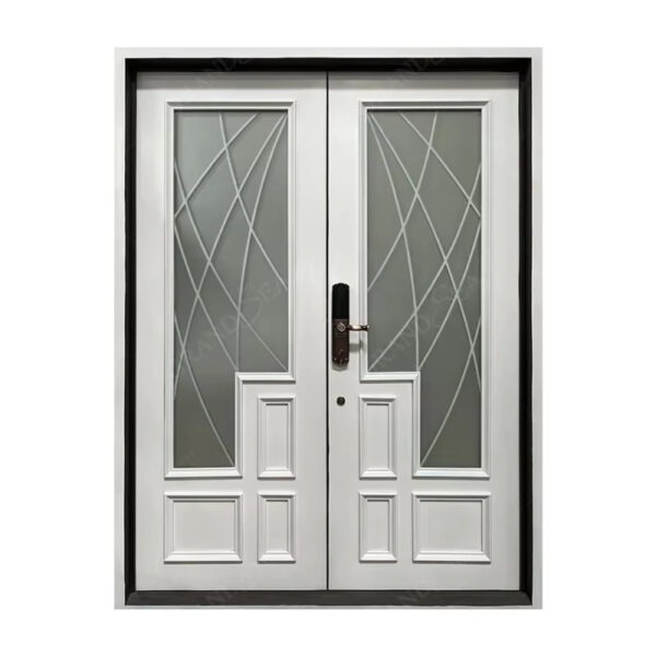 White elegant wrought iron garden doors | outside steel doors