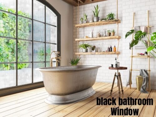 black bathroom Window