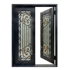 Retro black wrought iron safety door | iron front doors - grandseabuilding.com Retro black wrought iron safety door | iron front doors