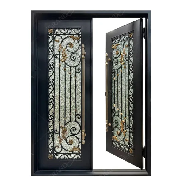 Retro black wrought iron safety door | iron front doors