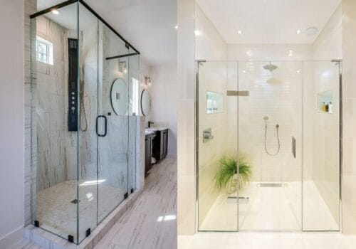pivot vs hinged shower doors - grandseabuilding.com Pivot vs. Hinged Shower Doors