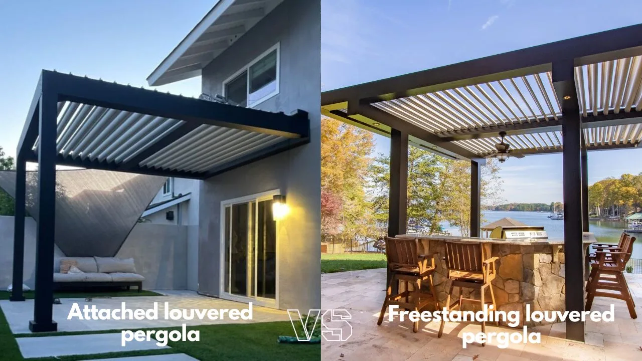 Attached louvered pergola vs Freestanding louvered pergola - grandseabuilding.com Attached louvered pergola vs Freestanding louvered pergola