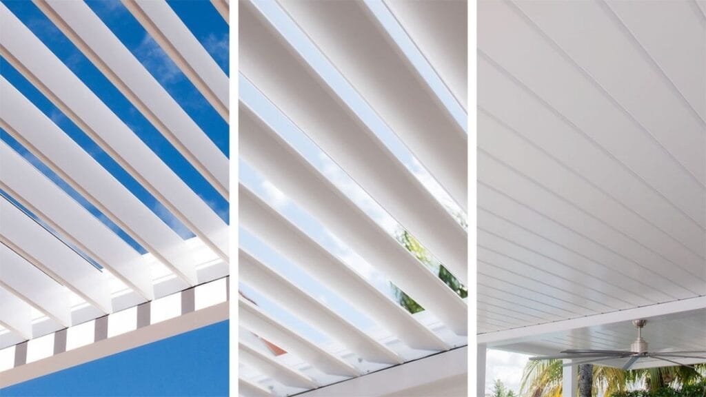 Louvered pergola slats open and slats closed - grandseabuilding.com