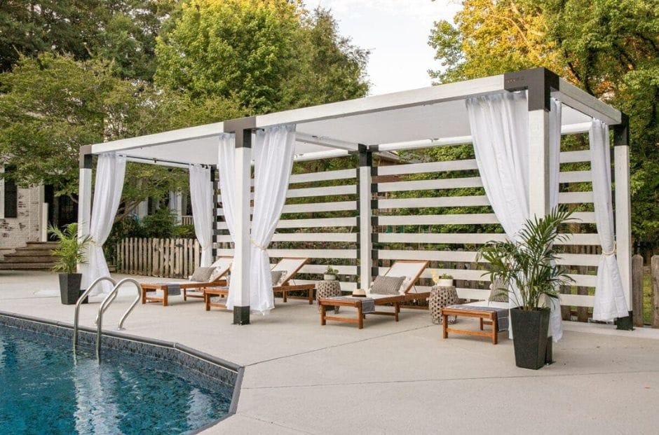 a modern pool pergola with lounge seating - grandseabuilding.com a modern pool pergola with lounge seating