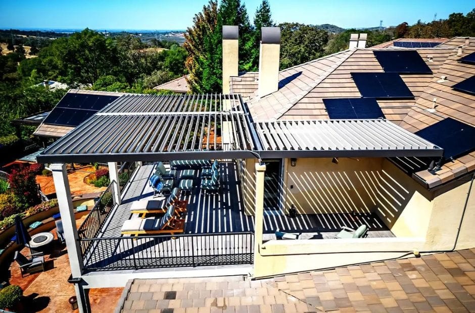 a sleek louvered pergola with both open and closed louvers - grandseabuilding.com a sleek louvered pergola with both open and closed louvers