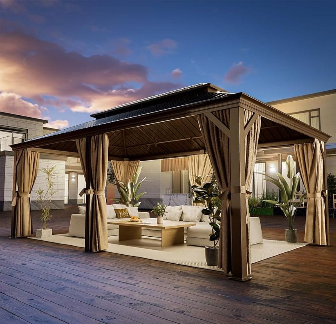 Galvanized steel gazebo in a backyard - grandseabuilding.com