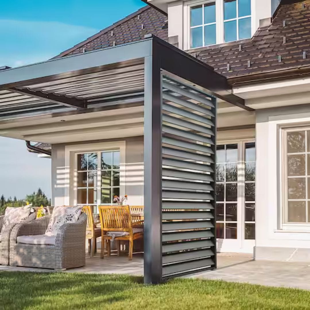attached pergola with aluminum louver privacy wall - grandseabuilding.com